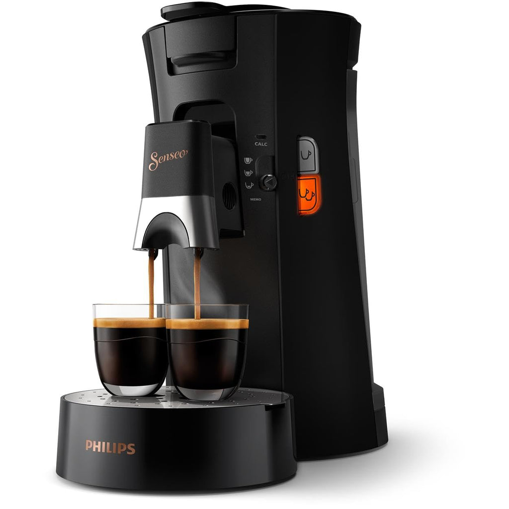 Machine à Café Dosettes Senseo Select – Intensité Plus, Crema Plus, 2 Tasses Simultanées, Économie d'Énergie, Noir | CSA240/61