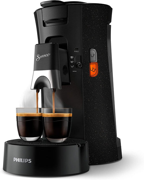 Machine à Café Dosettes Senseo Select Eco – Intensity Plus, Crema Plus, Fonction Mémo, 37% Plastique Recyclé, 1450W, Noir/Moucheté | CSA240/20
