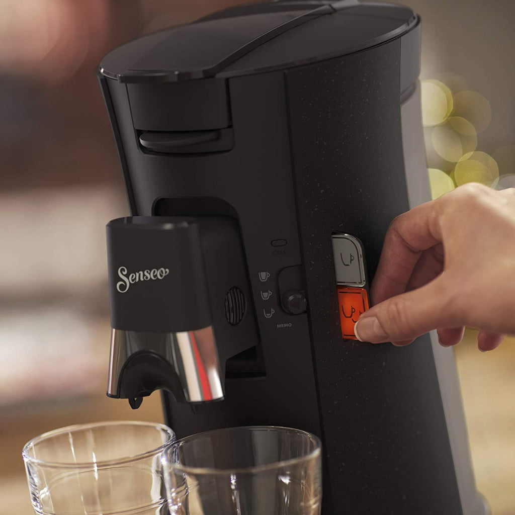 Machine à Café Dosettes Senseo Select Eco – Intensity Plus, Crema Plus, Fonction Mémo, 37% Plastique Recyclé, 1450W, Noir/Moucheté | CSA240/20