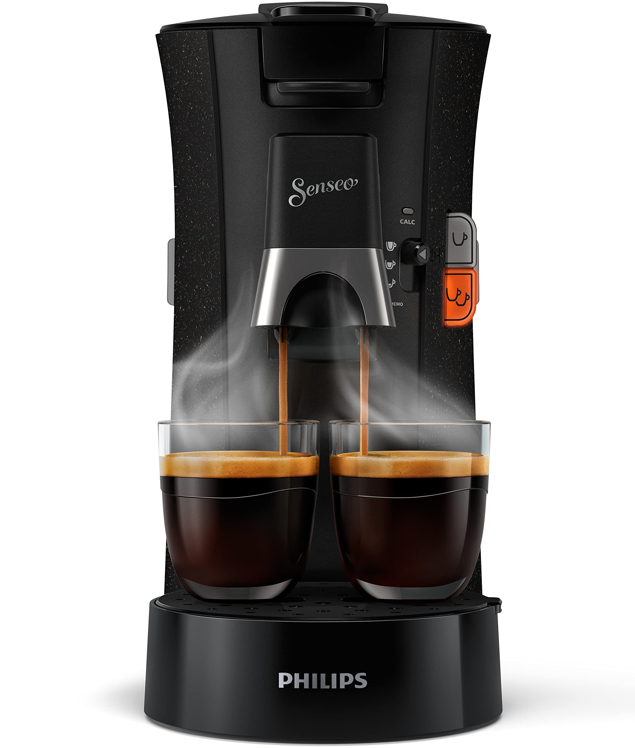 Machine à Café Dosettes Senseo Select Eco – Intensity Plus, Crema Plus, Fonction Mémo, 37% Plastique Recyclé, 1450W, Noir/Moucheté | CSA240/20