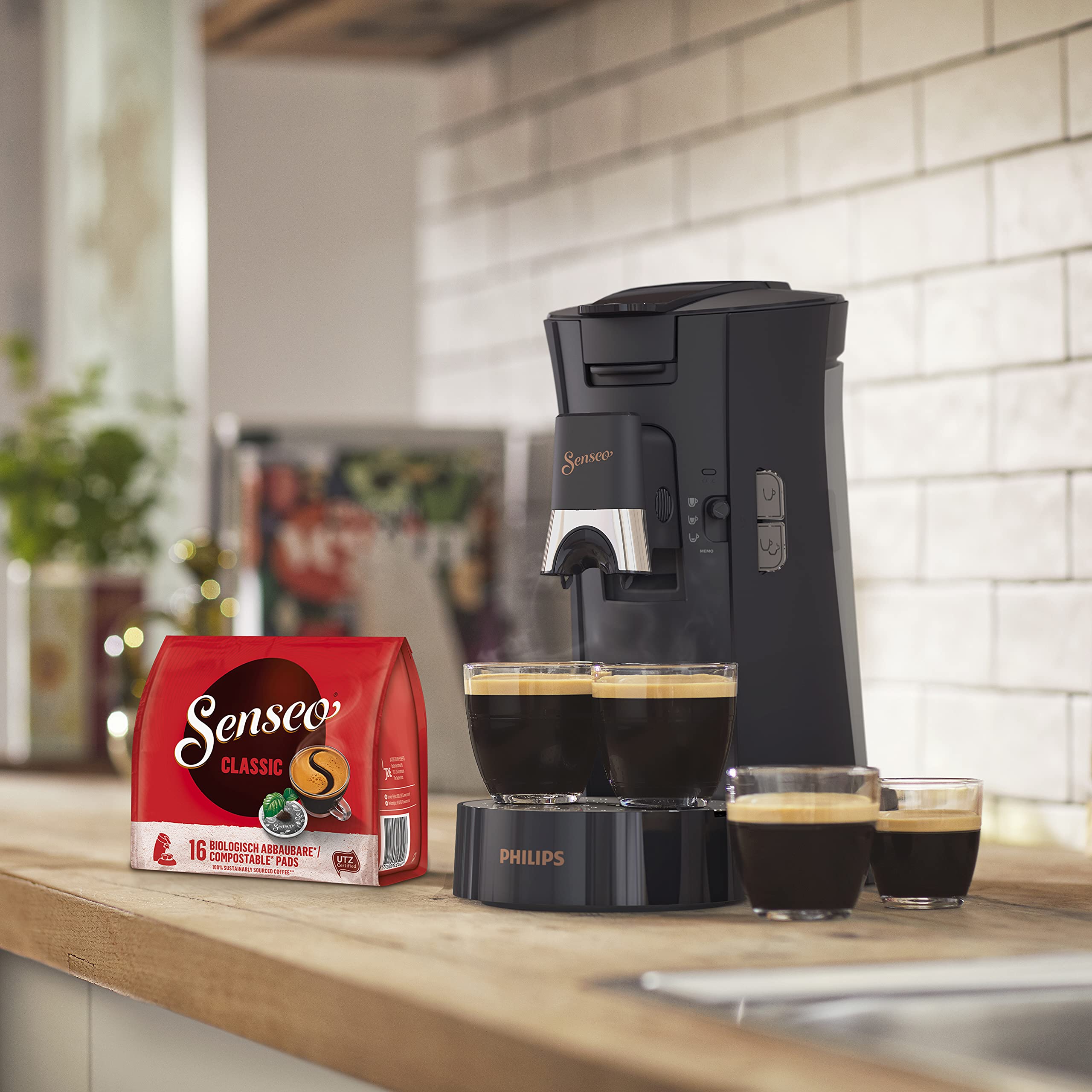 Machine à Café Dosettes Senseo Select – Sélection Épaisseur du Café, Fonction Mémo, Crema Plus, Noir | CSA240/60