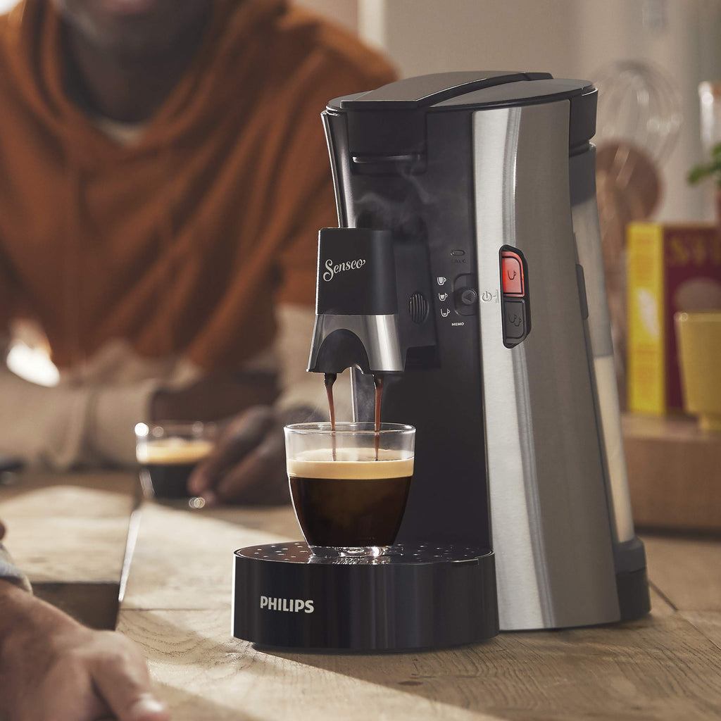 Machine à Café Dosettes Senseo Select Eco – Intensity Plus, Crema Plus, Fonction Mémo, Acier Brossé | CSA250/10
