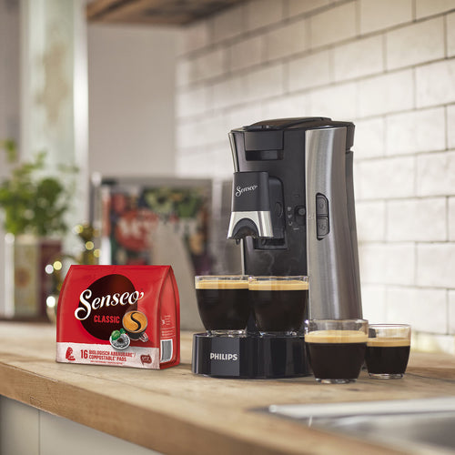 Machine à Café Dosettes Senseo Select Eco – Intensity Plus, Crema Plus, Fonction Mémo, Acier Brossé | CSA250/10